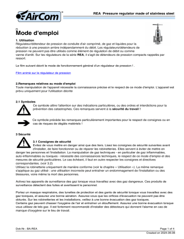 Manuel REA-02D - Régulateur de pression | Fixfr