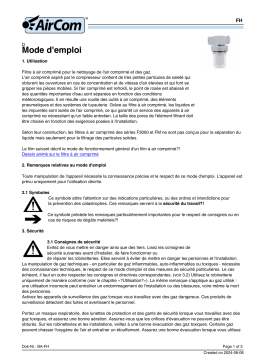 Manuel d'utilisation AirCom FH2-04J - Filtre à air comprimé