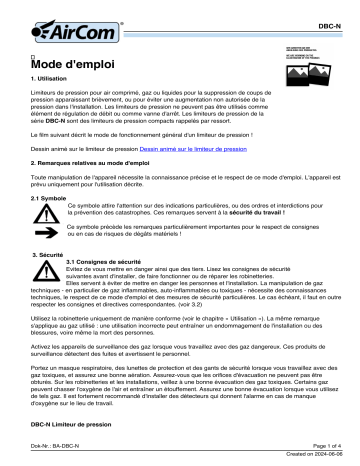 Manuel AirCom DBC-06Q - Régulateur de pression arrière | Fixfr