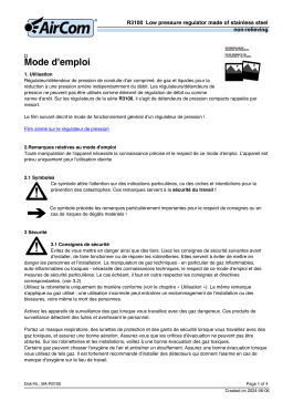 AirCom R3100-10D Manuel du propriétaire - Régulateur de pression basse pression