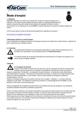 AirCom R510-04B Manuel du Propriétaire - Régulateur de Pression Standard