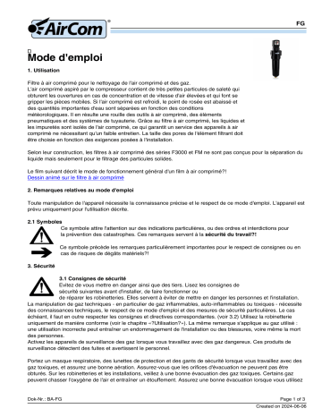 Manuel d'utilisation AirCom FG-03A : Filtre à charbon actif | Fixfr