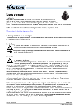 AirCom R200-08I Manuel du Propriétaire - Amplificateur de Débit avec Débit Élevé