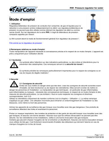 AirCom RWI-10H Manuel du propriétaire | Fixfr