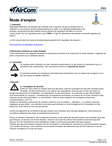 AirCom RWA-12E Manuel du propriétaire | Fixfr