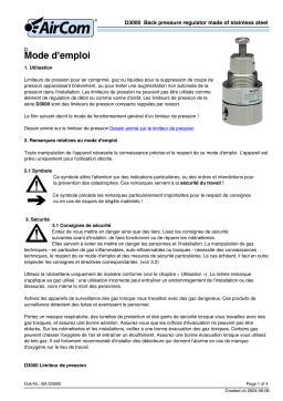 AirCom D3000-A2BT Manuel du propriétaire - Régulateur de contre-pression