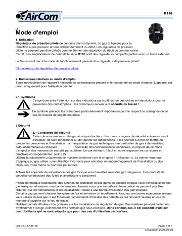 Manuel AirCom R116-08 - Amplificateur de débit piloté | Fixfr