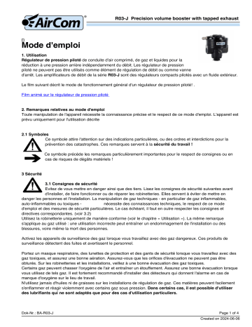 AirCom R03-04J Manuel du propriétaire - Amplificateur de débit piloté | Fixfr
