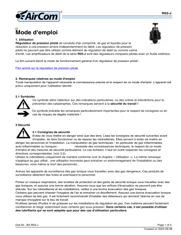 Manuel d'utilisation AirCom R03-02J6 - Amplificateur de débit piloté | Fixfr