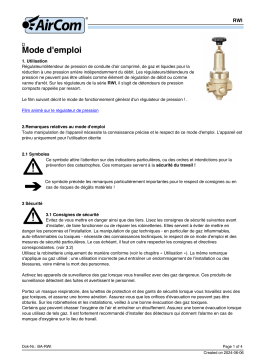 AirCom RWI-06I Manuel d'utilisation - Régulateur de pression pour l'eau