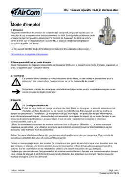 Manuel d'utilisation AirCom RAI-10A - Régulateur de pression en acier inoxydable