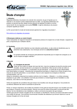 Manuel AirCom RH3000-10C: Régulateur haute pression