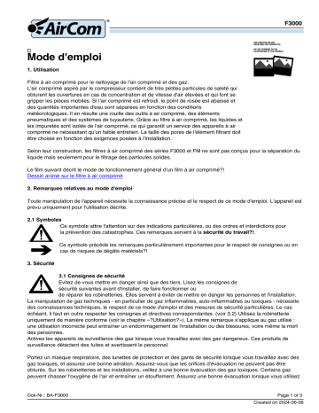 AirCom F3000-A2G Manuel du propriétaire | Fixfr