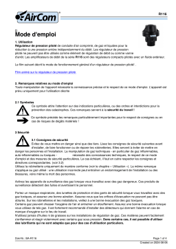 Manuel du propriétaire AirCom R116-02 - Télécharger R116-02 PDF