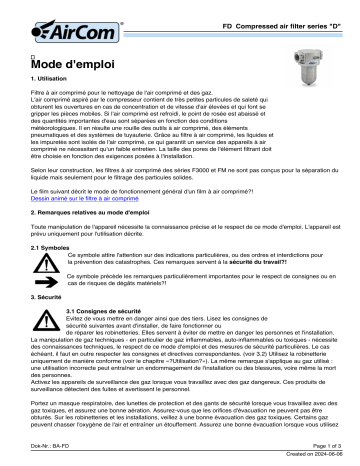 Manuel d'utilisation AirCom FD-12MG - Télécharger PDF | Fixfr