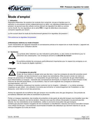 AirCom RWI-06D Manuel du propriétaire | Fixfr