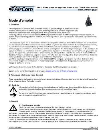 Manuel AirCom B300-02A - Régulateur de pression de filtre | Fixfr