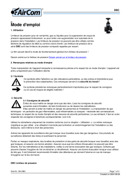 Manuel du propriétaire AirCom DBC-04E - Régulateur de contre-pression