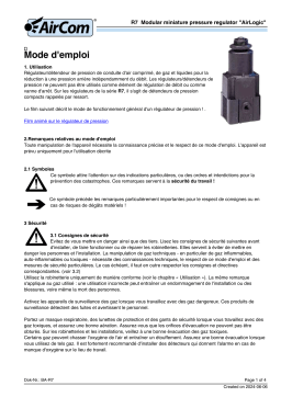 Manuel du propriétaire AirCom R7-030-212B - Régulateur de pression miniature modulaire