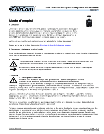 AirCom 10282BPH Manuel du propriétaire - 1200 l/min, 35 bar | Fixfr