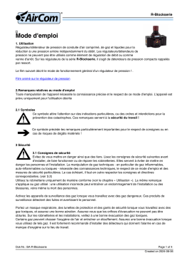 AirCom R080-06D Manuel d'utilisation - Régulateur/Détendeur de Pression