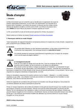 Manuel d'utilisation AirCom DB450-03 - Régulateur de contre-pression piloté