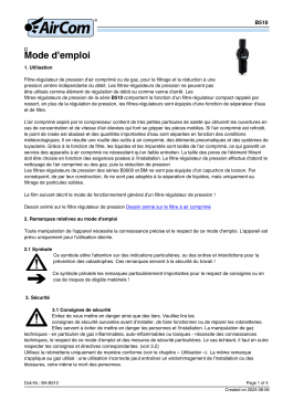 AirCom B510-03WJC Manuel du propriétaire - Filtre-régulateur de pression