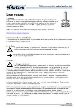 AirCom RAI-12A Manuel du propriétaire - Régulateur de pression en acier inoxydable