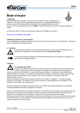 Manuel AirCom R3000-A8AT: Régulateur de pression en acier inoxydable