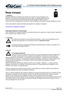 AirCom 10282H Manuel d'utilisation - Régulateur de pression - AirCom