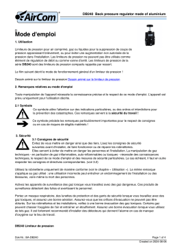 Manuel utilisateur AirCom DB240-020 - Régulateur de pression arrière