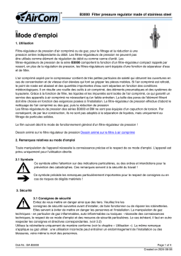 AirCom B3000-08GE Manuel du propriétaire - Régulateur de pression à filtre en acier inoxydable