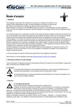 Manuel BD-10NH AirCom - Régulateur de pression d'air comprimé