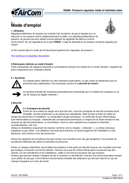 AirCom R3000-03BT Manuel du propriétaire - Régulateur de pression en acier inoxydable