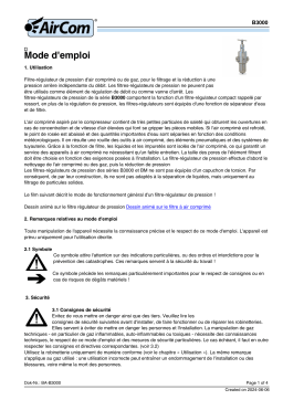 AirCom B3000-16 Manuel du propriétaire - Filtre-régulateur de pression d'air comprimé