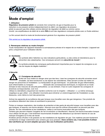 Manuel AirCom R03-04J1 - Amplificateur de débit piloté | Fixfr