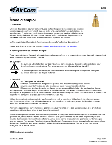 Manuel AirCom DBM-01D - Régulateur de pression arrière | Fixfr