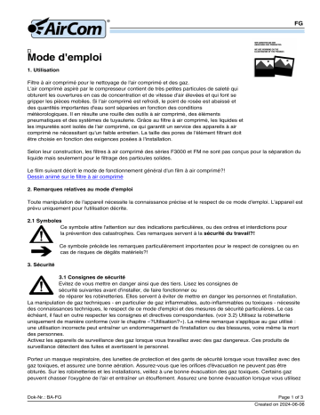 Manuel AirCom FG-02X : Air Comprimé Super Fin | Fixfr