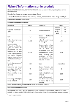 Candy CF 3E7E0W Fiche produit | AI Chat & PDF