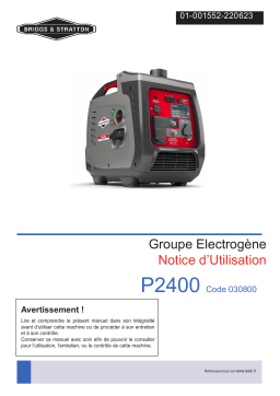 Briggs & Stratton P2400 Manuel du propriétaire