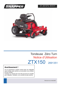 Snapper ZTX150 Manuel d'utilisation + Chat IA et PDF