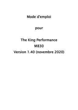 Millennium The King Performance / The King Competition Manuel du propriétaire