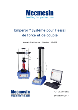 Mecmesin Emperor Force and Torque Testing Software Manuel du propriétaire