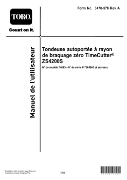 Toro 107 cm TimeCutter ZS 4200S Zero Turn Riding Lawn Mower 74683 Manuel utilisateur