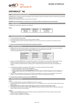 orfit ORFIBRACE NS Mode d'emploi