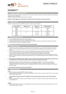 orfit TECNOFIT Mode d'emploi