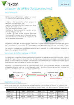 Paxton fibre optique Manuel utilisateur