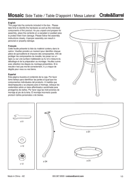 Crate&Barrel Mosaic Manuel utilisateur