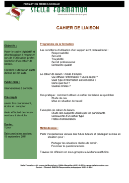 Stella Formation Cahier de liaison Mode d'emploi