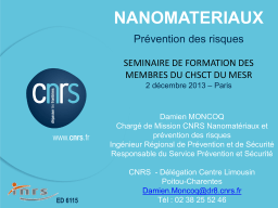 CNRS nanomatériaux Mode d'emploi